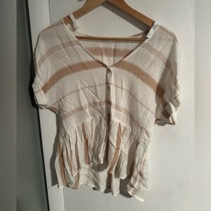 Blu Pepper Striped Button Down Blouse